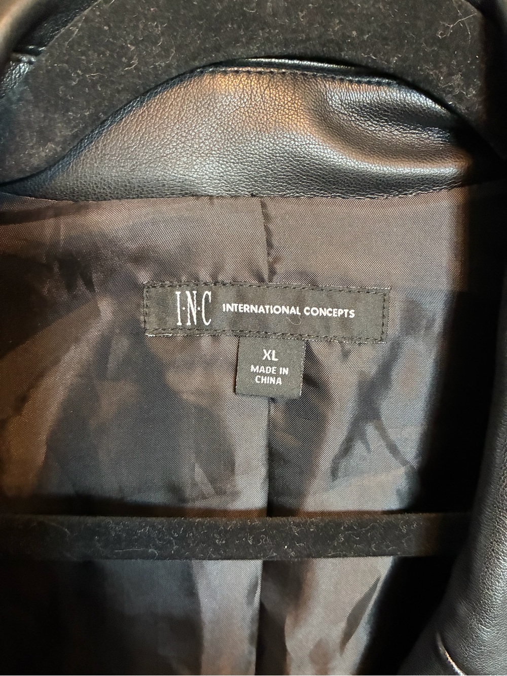 INC Macy’s Black Faux Leather Moto Jacket-XL Women’s - Picture 3 of 11